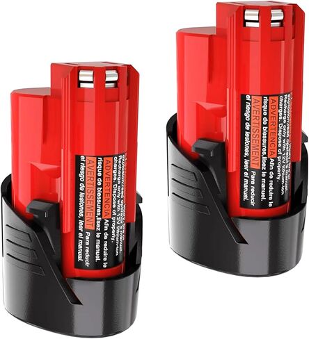 2 Pack 6Ah for M-12 Battery Replacement 48-11-2440 48-11-2450 48-11-2460 ...【for-Milwaukee M 12 Battery High Output】 Compatible with Milwaukee 12V Tools and 12 volt Lithium Battery Charger (2) in Saudi Arabia