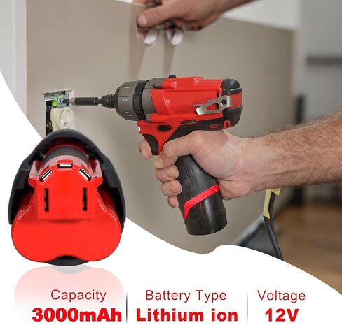 2 Pack 6Ah for M-12 Battery Replacement 48-11-2440 48-11-2450 48-11-2460 ...【for-Milwaukee M 12 Battery High Output】 Compatible with Milwaukee 12V Tools and 12 volt Lithium Battery Charger (2) in Saudi Arabia