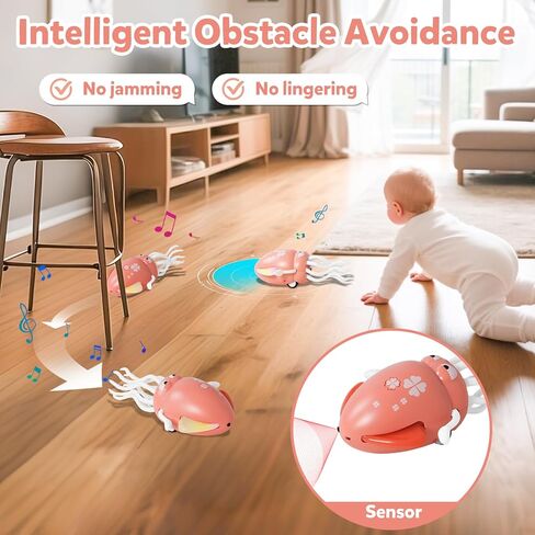 Dancing Octopus Baby Toys, Electric Crawling Squid Infant Tummy Time Toy with Light & Music, Interactive Sensory Toy for Toddlers & Kids (Ages 0-6+), Birthday Gift for 6 12 18 24 36+ Months Boy Girl in Kuwait