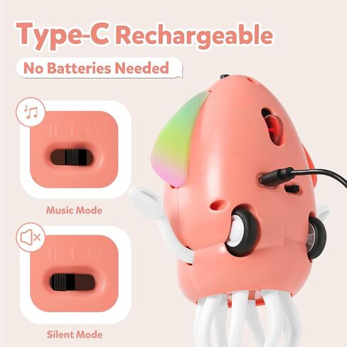 Dancing Octopus Baby Toys, Electric Crawling Squid Infant Tummy Time Toy with Light & Music, Interactive Sensory Toy for Toddlers & Kids (Ages 0-6+), Birthday Gift for 6 12 18 24 36+ Months Boy Girl in Kuwait