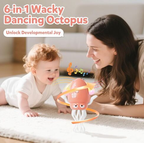Dancing Octopus Baby Toys, Electric Crawling Squid Infant Tummy Time Toy with Light & Music, Interactive Sensory Toy for Toddlers & Kids (Ages 0-6+), Birthday Gift for 6 12 18 24 36+ Months Boy Girl in Kuwait