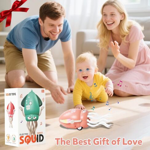 Dancing Octopus Baby Toys, Electric Crawling Squid Infant Tummy Time Toy with Light & Music, Interactive Sensory Toy for Toddlers & Kids (Ages 0-6+), Birthday Gift for 6 12 18 24 36+ Months Boy Girl in Kuwait