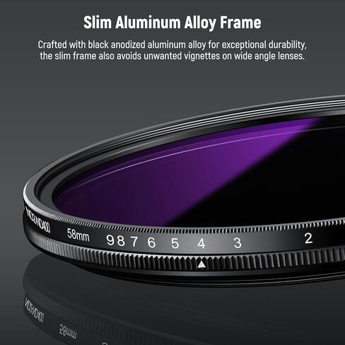 Neewer 82mm متغير ND Filter ND2-400 (1-9 توقف) مع قطعة قماش تنظيف 3x ، ومرشح عدسة الكاميرا الكثافة المتغير القابل للتعديل مع الزجاج البصري متعدد الأدوات لتوازن التعرض in Kuwait