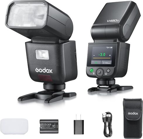 Godox V480F V480 TTL Flash Speedlite for Fuji, GN50 2.4G 1/8000S HSS Flash Speedlite Touchscreen, 650 Full Power Flashes, 1.7s Recycle Time, LED Model Lamp in Saudi Arabia