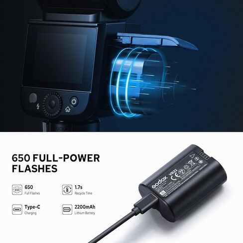 Godox V480F V480 TTL Flash Speedlite for Fuji, GN50 2.4G 1/8000S HSS Flash Speedlite Touchscreen, 650 Full Power Flashes, 1.7s Recycle Time, LED Model Lamp in Saudi Arabia