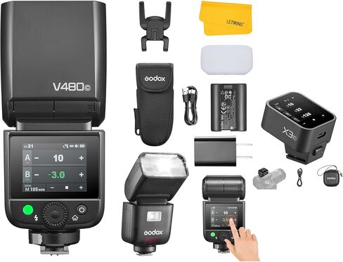godox v480 c v480-c ttl flash for canon ، 2.4g wireless speedlite canon hss 1/8000s ، 2.0 "شاشة لمس ملونة ، قراءة مسافة ذكية ، 650 وميض الطاقة الكامل ، مع Godox X3C TTL Wireless Flash Trigger in Saudi Arabia