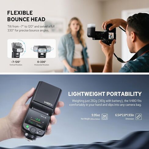 godox v480 c v480-c ttl flash for canon ، 2.4g wireless speedlite canon hss 1/8000s ، 2.0 "شاشة لمس ملونة ، قراءة مسافة ذكية ، 650 وميض الطاقة الكامل ، مع Godox X3C TTL Wireless Flash Trigger in Saudi Arabia