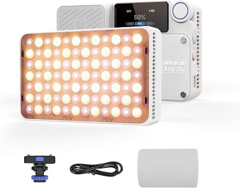 amaran Ace 25x Video Light,25W Bi-Color On-Camera Light Rechargeable LED Photography Light CCT 2700K-6500K,App Control,10 Light Effects,Support Magnetic Attraction,for Vlog/Video (White) in Saudi Arabia