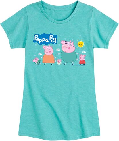 Peppa Pig - Pig Famly Lineup - Toddler and Youth Girls Fitted Short Sleeve Graphic T-Shirt in Saudi Arabia