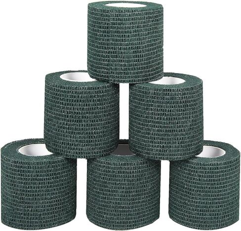 6Pcs 2"x 5 Yard Self Adhesive Bandage Wrap Breathable Self Adherent Cohesive Wrap Bandages Vet Tape for Dog Cat Athletic Elastic Cohesive Bandage Wrist Ankle Grip Cover Wrap Tape (Army Green) in Kuwait