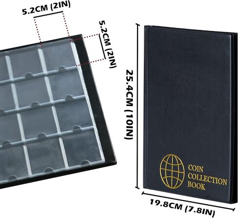 Coin Flip Holder Albums - 120 Pockets 2x2 inches Coin Storage Books for Coin Cardboard Collection Holders CS43BK in Saudi Arabia