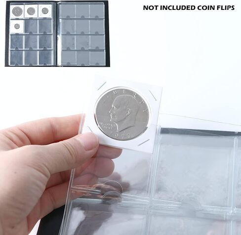 Coin Flip Holder Albums - 120 Pockets 2x2 inches Coin Storage Books for Coin Cardboard Collection Holders CS43BK in Saudi Arabia