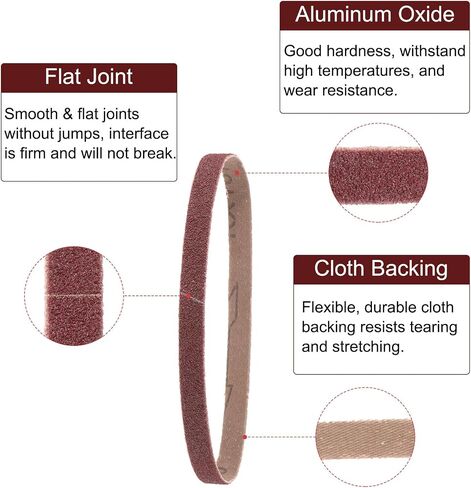 uxcell 10pcs 2-1/2" x 16" Sanding Belts 80 Grits Aluminum Oxide Abrasive Belt Sander Paper Sanding Papers for Metal Wood Grinding Polishing, Reddish Brown in Saudi Arabia