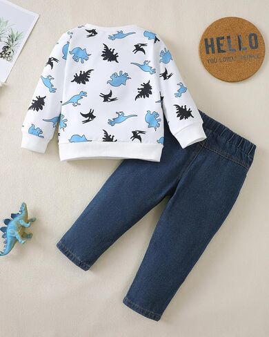 Renotemy Infant Baby Boy Clothes winter Toddler Denim Outfits Pullover Sweatshirt Jeans Pants Little Boys Clothing in Saudi Arabia