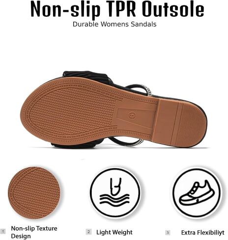 Women's Sandals Rhinestone Strappy Slides With Soft Memory Foam Insole, Dressy Open Toe Beach Slippers Flats for Summer in Saudi Arabia