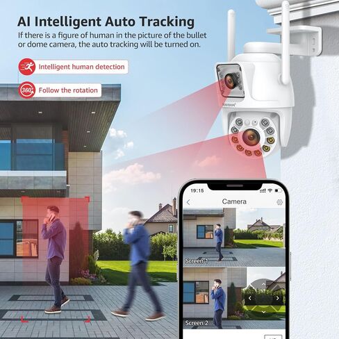 BOAVISION 2PACK DUAL LENSAGE LINKAGE CAMERA Outdoor ، Wireless PTZ Dual Screen Camer in Kuwait