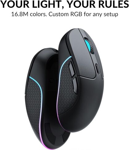 Keychron M3 Wireless Mouse, PAW3395 Sensor with Programmable Macro Button 26,000 DPI Supports 2.4 GHz/Bluetooth 5.1, 79g Ultra-Light Ergonomic Design Up to 70 Hours Using for PC Mac Laptop - Black in Kuwait