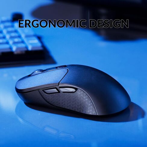 Keychron M3 Wireless Mouse, PAW3395 Sensor with Programmable Macro Button 26,000 DPI Supports 2.4 GHz/Bluetooth 5.1, 79g Ultra-Light Ergonomic Design Up to 70 Hours Using for PC Mac Laptop - Black in Kuwait