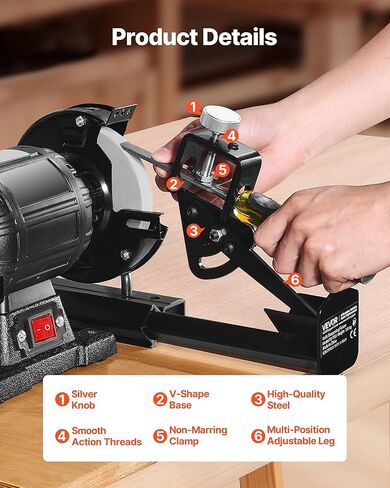 نظام شحذات Vevor Multi-Grind ، Fari-Grind Pro Sharpening Jig Lit for 6 "و 8" مطاحن المقعد-مع منصة ، وذراع الدعم الطويلة ، و gouge jouge ، للألواح ، الحطاب ، مكاوي الطائرة in Kuwait