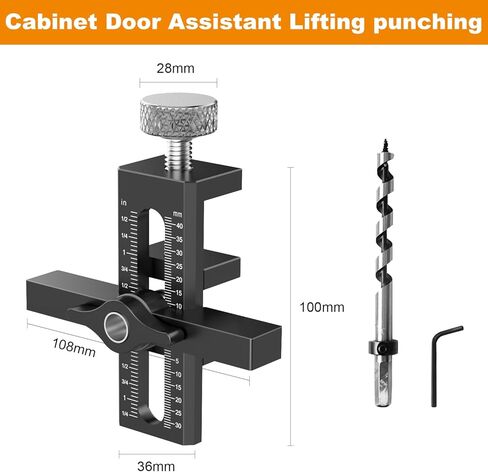 Jig Door Door Jig - أداة تحديد موقع سبيكة الألومنيوم القابلة للتعديل لمحاذاة دقيقة وحفر على أبواب الخزانة بدون إطار وإطار الوجه ، JUND HINGE MATTLE in Kuwait