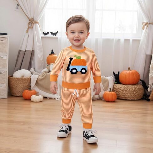 Toddler Baby Girl Halloween Outfit Pumpkin Sweatshirt Crewneck Pullover Shirt Pants Cute Fall Clothes Infant Set in Kuwait