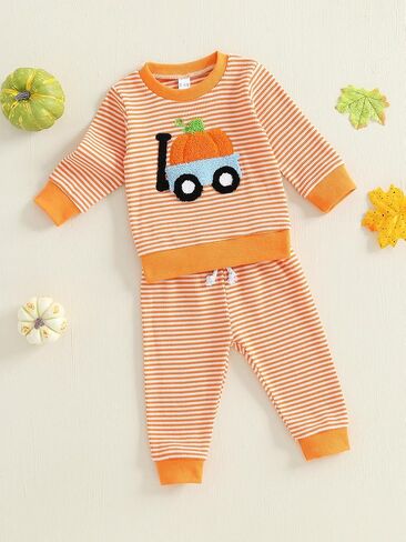 Toddler Baby Girl Halloween Outfit Pumpkin Sweatshirt Crewneck Pullover Shirt Pants Cute Fall Clothes Infant Set in Kuwait