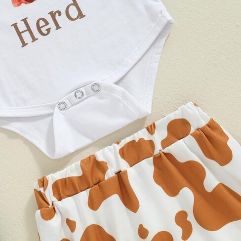 Sayoo Western Webborn Boys Grils Grils Outfit Cow Print Bodysuit+Pant Baby عودة إلى المنزل من مستشفى الخريف ملابس الريف in Saudi Arabia