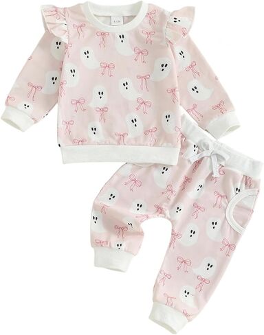 Toddler Baby Girl Halloween Outfit Pumpkin Sweatshirt Crewneck Pullover Shirt Pants Cute Fall Clothes Infant Set in Kuwait