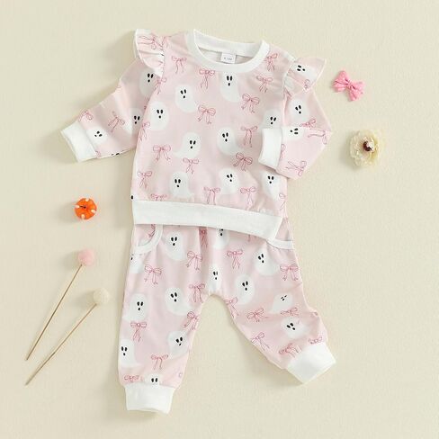 Toddler Baby Girl Halloween Outfit Pumpkin Sweatshirt Crewneck Pullover Shirt Pants Cute Fall Clothes Infant Set in Kuwait