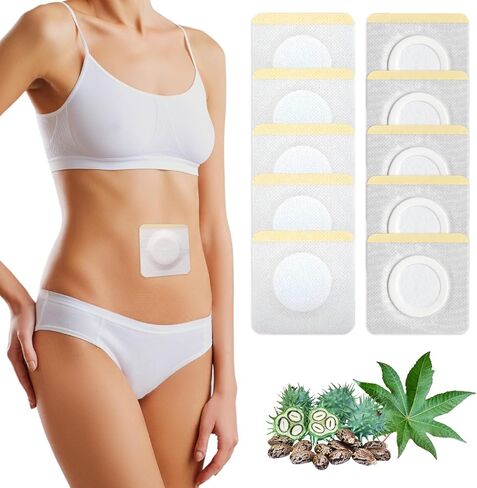 10pcs التفاف حزمة زيت الخروع ، حزمة زيت الخروع يمكن التخلص منها لزر البطن ، وسادة القطن العضوية لذيذ ، والامتصاص للغاية ، لا تسرب ، لا غسل ، محمول (أبيض) in Kuwait