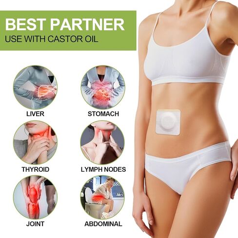 10pcs التفاف حزمة زيت الخروع ، حزمة زيت الخروع يمكن التخلص منها لزر البطن ، وسادة القطن العضوية لذيذ ، والامتصاص للغاية ، لا تسرب ، لا غسل ، محمول (أبيض) in Kuwait