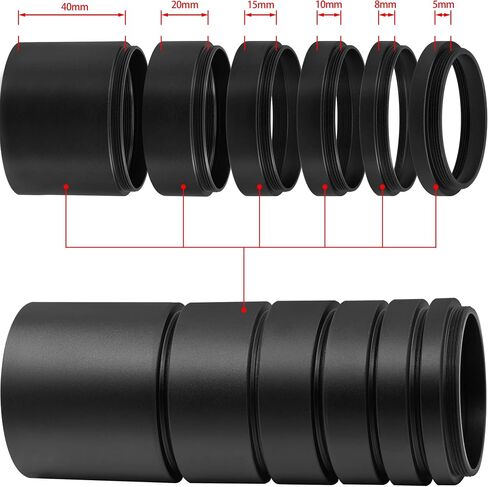 Alstar T2 5.8.10.15.20.40 Extension Tube Kit - Bundle with - Ni kon T2 T-Ring and M42 to 2" T-Adapter in Saudi Arabia