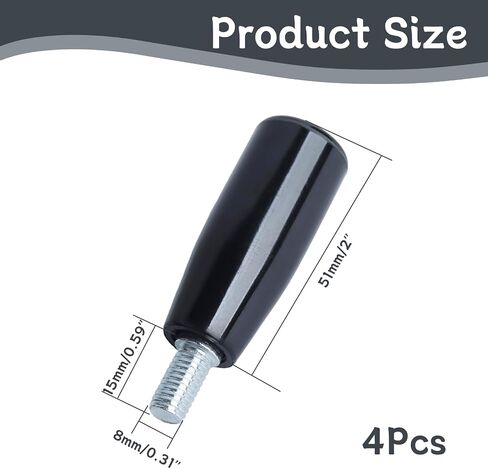 4 Pcs Revolving Handwheel Handle, M6 Male Threaded Stem, Zinc Alloy Steel with Powder Coated Finish, for Milling Machine & Lathe Equipment (Black) in Saudi Arabia
