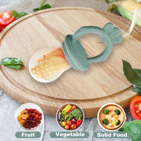 2 PCS تغذية فاكهة طعام الأطفال مع صينية الثلاجة صينية الصنع القوالب من سيليكون تغذية الفاكهة للتغذية الذاتية ألعاب الإغاثة (الأزرق+الأخضر) in Kuwait