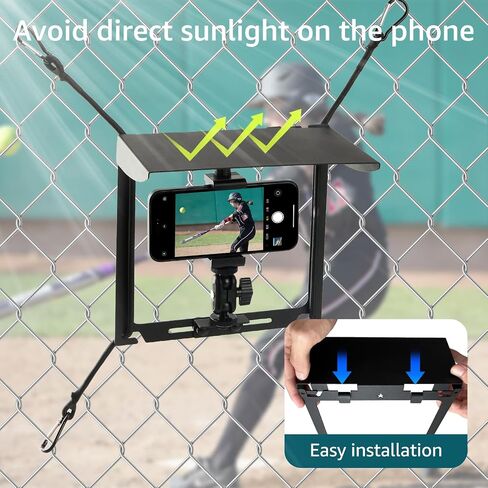يتوق سياج الهاتف الخليوي مع الظل القابل للإزالة ، مجموعة التثبيت تغيير اللعبة لأجهزة iPhone و GoPro و Mevo Start وكاميرات الحركة الأخرى ، مثالية لتسجيل لعبة البيسبول والكرة اللينة والألعاب التنس in Kuwait