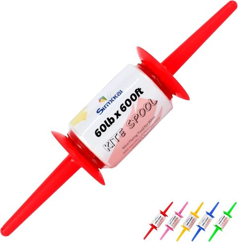 Simxkai Kite Spool، Kite Reel Winder، مقبض سلسلة طائرة ورقية، خط طائرة ورقية ملتوي بطول 600 قدم لكل مقبض سلسلة، عبوة من قطعتين (أحمر وأزرق) in Kuwait