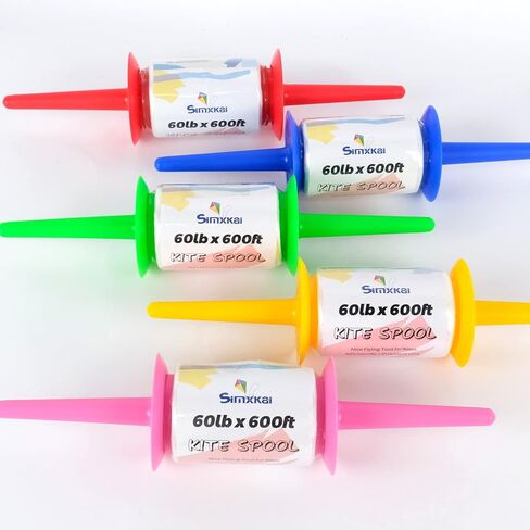 Simxkai Kite Spool، Kite Reel Winder، مقبض سلسلة طائرة ورقية، خط طائرة ورقية ملتوي بطول 600 قدم لكل مقبض سلسلة، عبوة من قطعتين (أحمر وأزرق) in Kuwait