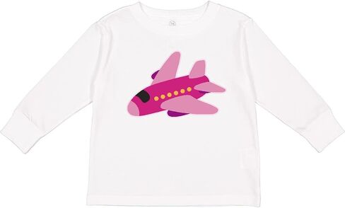 inktastic Girls Pink Airplane Pilot Toddler Long Sleeve T-Shirt in Saudi Arabia