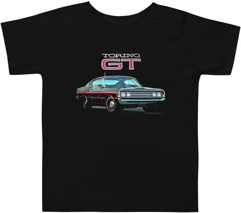 1969 Torino GT لسيارات العضلات المتحمسين المخصصة لطفلة قصيرة الأكمام تي شيرت أسود in Kuwait