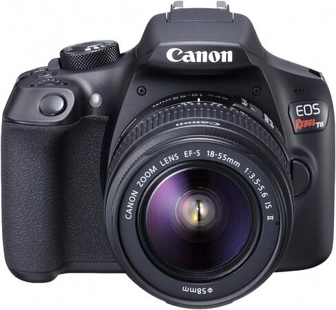 مجموعة كاميرا Canon EOS Rebel T6 Digital SLR مع EF-S 18-55 مم f/3.5-5.6 هي العدسة II (أسود) in Saudi Arabia