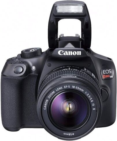 مجموعة كاميرا Canon EOS Rebel T6 Digital SLR مع EF-S 18-55 مم f/3.5-5.6 هي العدسة II (أسود) in Saudi Arabia