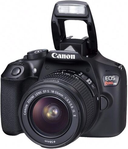 مجموعة كاميرا Canon EOS Rebel T6 Digital SLR مع EF-S 18-55 مم f/3.5-5.6 هي العدسة II (أسود) in Saudi Arabia