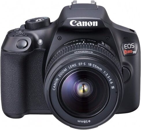 مجموعة كاميرا Canon EOS Rebel T6 Digital SLR مع EF-S 18-55 مم f/3.5-5.6 هي العدسة II (أسود) in Saudi Arabia