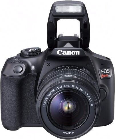 مجموعة كاميرا Canon EOS Rebel T6 Digital SLR مع EF-S 18-55 مم f/3.5-5.6 هي العدسة II (أسود) in Saudi Arabia