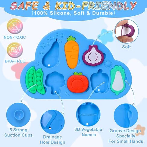 Baby Bath Toys, Silcone Mold Free Vegetable Bath Toys, Soft Toddlers Floating Bathtub Toy, No Hole Tub Water Toys, Shape Sorting&Matching Educational Learning Toy Gift for Boys Girls Kids 3 Year+ in Saudi Arabia