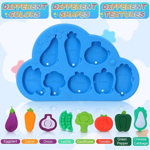 Baby Bath Toys, Silcone Mold Free Vegetable Bath Toys, Soft Toddlers Floating Bathtub Toy, No Hole Tub Water Toys, Shape Sorting&Matching Educational Learning Toy Gift for Boys Girls Kids 3 Year+ in Saudi Arabia