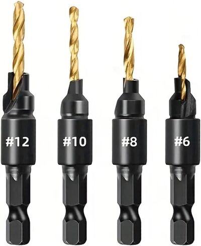 DIY Woodworking 4PCS CONTERSINK PRICK STID مع 1/4 "سد Hex ، 1 L-Wrench#5#6#8#10#12 in Saudi Arabia