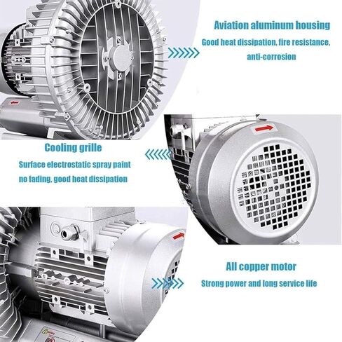 التوربينات الدائرية الغازية للمروحة الواحدة للطرد المركزي ، 220 فولت 50 هرتز المنفاخ التجديدي ، وسرعة المحرك 2980 Rev/Min ، لأواني السمك ، وحوض السمك ، ومزارع الأسماك (550W/0.74ps) in Kuwait