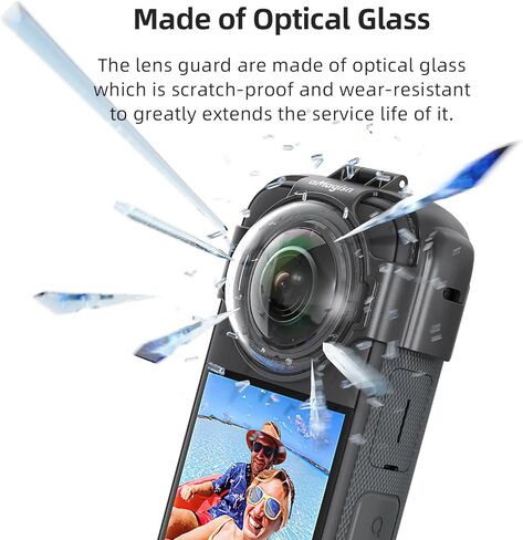 Amagisn Insta 360 X3 Glass Late Guard Lens Guard Cover Cover Cover Cover Cover Positical Glass Lens Assories لكاميرا X3 Action مع غطاء العدسة وحالة السيليكون in Kuwait