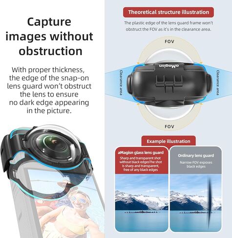 Amagisn Insta 360 X3 Glass Late Guard Lens Guard Cover Cover Cover Cover Cover Positical Glass Lens Assories لكاميرا X3 Action مع غطاء العدسة وحالة السيليكون in Kuwait